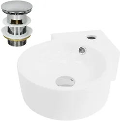 LuxeBath Keramik Waschbecken Handwaschbecken mit Ablaufgarnitur  450x360x130 mm