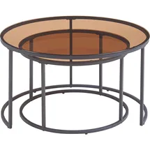 [en.casa] Couchtisch 2er Set Kokkola Rauchglas, braun