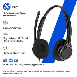 Poly HP Poly Mission 425 Stereo-USB-Headset, kabelgebunden