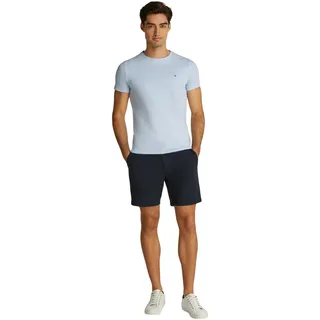 Tommy Hilfiger Slim Fit T-Shirt Kurzarm Stretch Tee Rundhalsausschnitt, Blau (Breezy Blue), 3XL