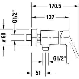 Duravit B.2 Einhebel-Brausemischer Aufputz für 1 Verbraucher Chrom B24230000010