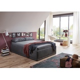 Westfalia Schlafkomfort Polsterbett »Texel«, Standardhöhe mit Zierkissen, Bettkasten bei Ausführung mit Matratze, schwarz