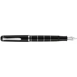 Pelikan 948455 Kolbenfüllhalter Classic M215, Ringe, Edelstahlfeder, M, schwarz/silber