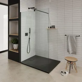 iflair BOREAL Duschwanne 140x80 cm flach für 1 Verbraucher Schwarz