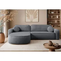 lookway Eckcouch mit Schlaffunktion und Bettkasten Grau