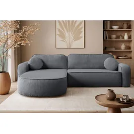 lookway Eckcouch mit Schlaffunktion und Bettkasten Grau