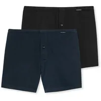 SCHIESSER Herren Boxershorts, 2er Pack - Jersey Shorts, Baumwolle, einfarbig Schwarz/Dunkelblau 3XL