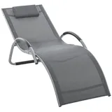 Outsunny Gartenliegen mit Kissen Sonnenliege Relaxliege ergonomisch Aluminium Texteline Dunkelgrau 160 x 60 x 65 cm Aosom
