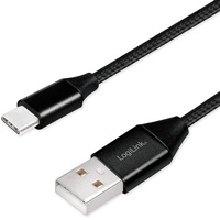 Logilink USB 2.0 Kabel USB-A Stecker zu USB-C Stecker 0.3m schwarz