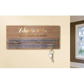 Gilde LED Schlüsselbrett mit Spruch 34 x 14 x 3 cm Beige