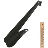 Lantelme Schuhlöffel Metallschuhanzieher 40,5cm und 16cm und Holzthermometer (Spar-Set, 2-tlg., 7812), pulverbeschichtet und sehr robust