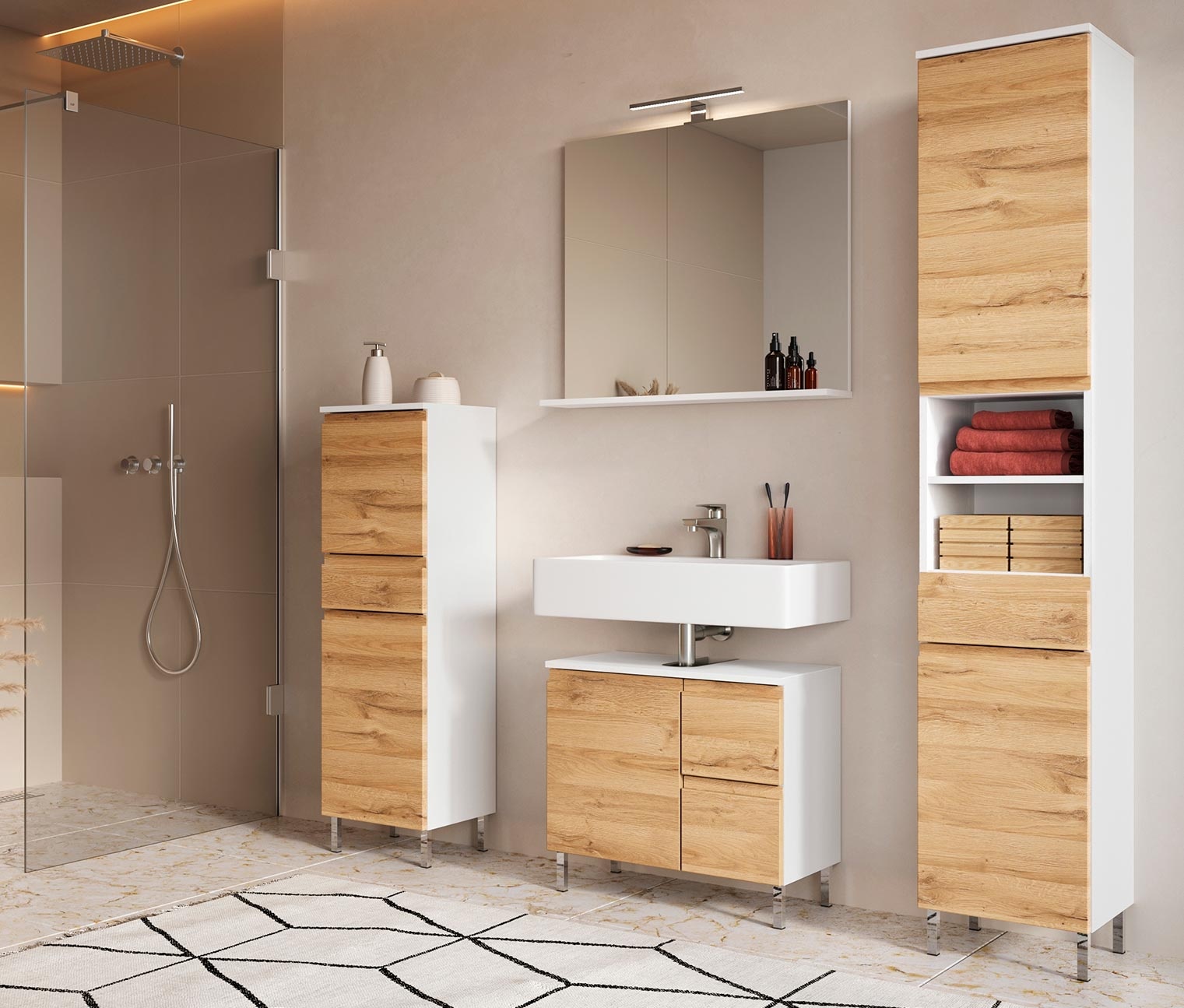 Produktbild Tchibo - Waschbecken-Unterschrank »Torrance« - 60x34x56cm - braun - Holz / Holz