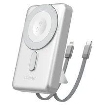 DUDAO K29 10000mAh PD 20w MagSafe Powerbank mit Metallgehäuse, Ständer und integrierten Usb-c-/lightning-kabeln – silber