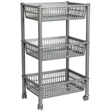 Plast Team Rechteckig Eco Trolley mit 3 Körben, Silber,
