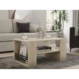 HANAH Home Elegant Coffee Table, Travertine Color, 80 x 50 x 40 cm | 100% Melamine Coated Particle Board, 18 mm Thick | Stylish Marble Design for Modern Living Spaces