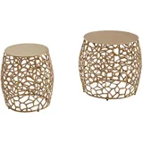 KADIMA DESIGN Satztisch, Gold, Metall, Rund,Rund, 46x42x46 cm, Wohnzimmer, Wohnzimmertische, Beistelltische