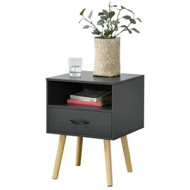 [en.casa] Beistelltisch, Dunkelgrau Holzwerkstoff, Holz, 1 Schubladen, 42x57x40 cm Wohnzimmer, Wohnzimmertische, Beistelltische