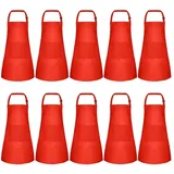 10er-pack Kinderschürzen, Verstellbar, Mit 2 Taschen, Rot