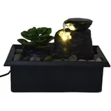 Tisch-Wasserbrunnen, USB-Zimmerbrunnen, Wasserornament mit LED-Licht, Beruhigende Entspannung, Kopfsteinpflaster, Zen-Meditationsbrunnen, Saftiger Wasserbrunnen für Büro, Heimdekoration, Terrasse