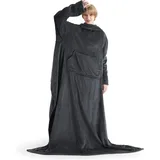 Kuscheldecke Für Erwachsene Mit Ärmeln – Fleece-kapuzendecke Mit Taschen – Für Damen Und Herren – Tv-/sofadecke 170 X 200 Cm, Anthrazit