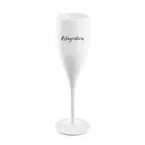 Koziol Sektglas 100 ml mit Druck CHEERS No. 1 STAYCATION, Stielglas aus Kunststoff