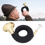 Bb Jagdhorn, Messing Jagdhorn Mini leichte tragbare Horn Messing Instrument Set mit Aufbewahrungstasche sauberes Tuch und Halterung