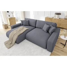 s-style möbel Leon Ecksofa mit Bettfunktion und Bettkasten Grau