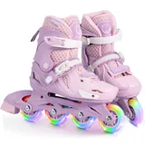 Locavun Verstellbare Inline-Skates für Mädchen, Rollschuhe Kinder für Mädchen, Verstellbare 4 Größen Inliner Rollschuhe mit Leuchtenden Rädern Inline Roller Skates für Kinder Mädchen