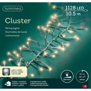 Lumineo Cluster 1128 LED 10,5 m transparent - Weiß