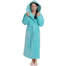 WeWo Fashion Kinderbademantel WEWO FASHION "8514" Gr. 128, blau (glacier), L:86cm, Baumwoll-Mix, Hausmäntel, mit kuscheliger Kapuze