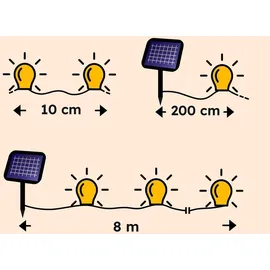 esotec Solar Lichterkette 6 m Kunststoff 60 LEDs Bernstein