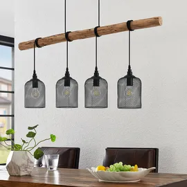 LINDBY Elrond 4-flg. 60 W 116 cm rund Holz schwarz
