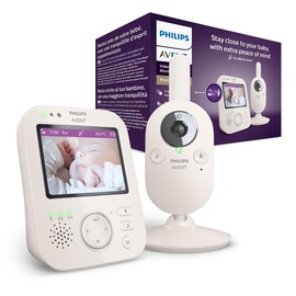 Philips Avent Babyphone mit Kamera Premium – sicheres Video Babyphone, 3,5 Zoll Bildschirm, 4-Fach Zoom, Nachtsicht, Gegensprechfunktion, Schlaflieder, Raumtemperatur, Baby Monitor (Model SCD891/26)