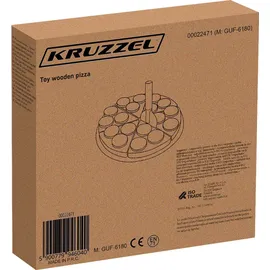 Kruzzel Pizza-Set Holz für Kinderküche mit Schneidebrett und Pizzaschneider 27 Teile 23 x 22 x 5,5 cm