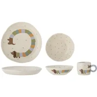 Bloomingville Mini Charlie Geschirr-Set, Blue, Steingut,
