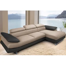 Cotta Ecksofa COTTA "Solution L-Form", schwarz (schwarz, schlamm), B:286cm H:73cm T:167cm, Sofas, Ecksofa, mit Arm- & Kopfteilverstellung, wahlweise mit Bettfunktion