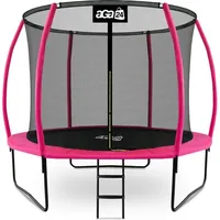 Aga24 - Aga sport exclusive Trampolin, Kindertrampolin, Gartentrampolin mit Sicherheitsnetz 305 cm Rosa + Schutznetz + Leiter