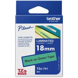 Brother TZe-741 laminiert schwarz auf grün 1,8cm x 8m