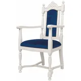 Casa Padrino Luxus Barock Esszimmer Stuhl mit Armlehnen Royal Blau / Weiß - Barock Möbel