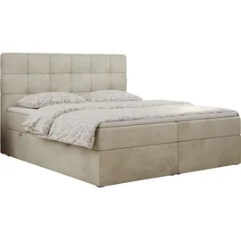 MKS Meble Boxspringbett 180x200 mit Matratze, Bett mit Multipocket - Matratze H4 und Topper, Polsterbett 180x200 mit Bettkasten und Kopfteil, TOP-1 - 180x200... - Beige