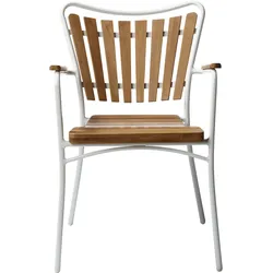Cinas Stapelsessel ELLEN, Aluminium Weiß / Teak