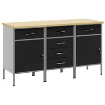 vidaXL Werkbank mit Schubladen 3-Tlg Schwarz und Grau 75 x 45 x 85 cm 3321370