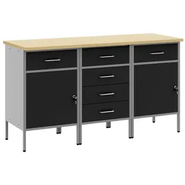 vidaXL Werkbank mit Schubladen 3-Tlg Schwarz und Grau 75 x 45 x 85 cm 3321370