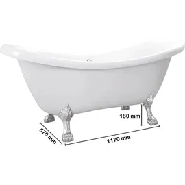 Home Deluxe Fama freistehende Badewanne 74 x 176 cm