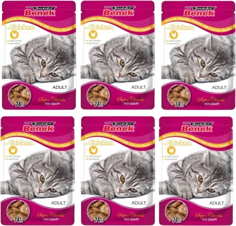 SUPER BENEK Adult Beutel mit Huhn für Katzen 24x100g