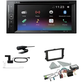 EHO Pioneer AVH-A240DAB Autoradio Bluetooth DAB DVD USB passend für Volkswagen VW T5 Transporter 2003-2015 runde Ecken, schwarz inkl Canbus