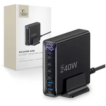 TECH-PROTECT Tech Protect DC240W GaN Ladestation mit 6 Anschlussen 4 x – Schwarz