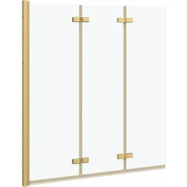 vidaXL Duschwand Faltbar 130 x 138 cm Gold ESG-Glas