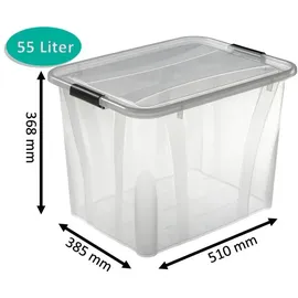 logiplast gmbh Aufbewahrungsboxen Set 21 Ltr. + 32 Ltr. + 55 Ltr. 3-tlg. transparent