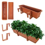 Kadax Blumenkasten 60 x 20 x 15 cm Ziegelrot Komplettset